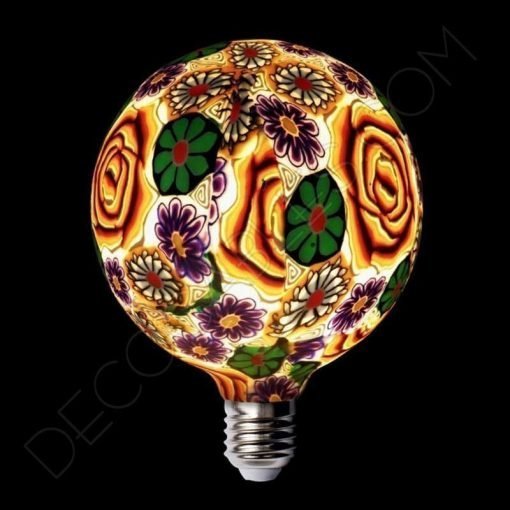 Bombilla led decorativa de silicona modelo globo casquillo E27 flor naranja