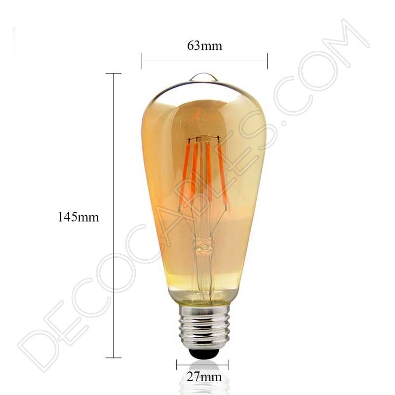 Bombilla decorativa de filamento led modelo pebetero gold cristal ámbar e27 4w Bombilla decorativa de filamento led modelo pebetero gold cristal ámbar e27 4w