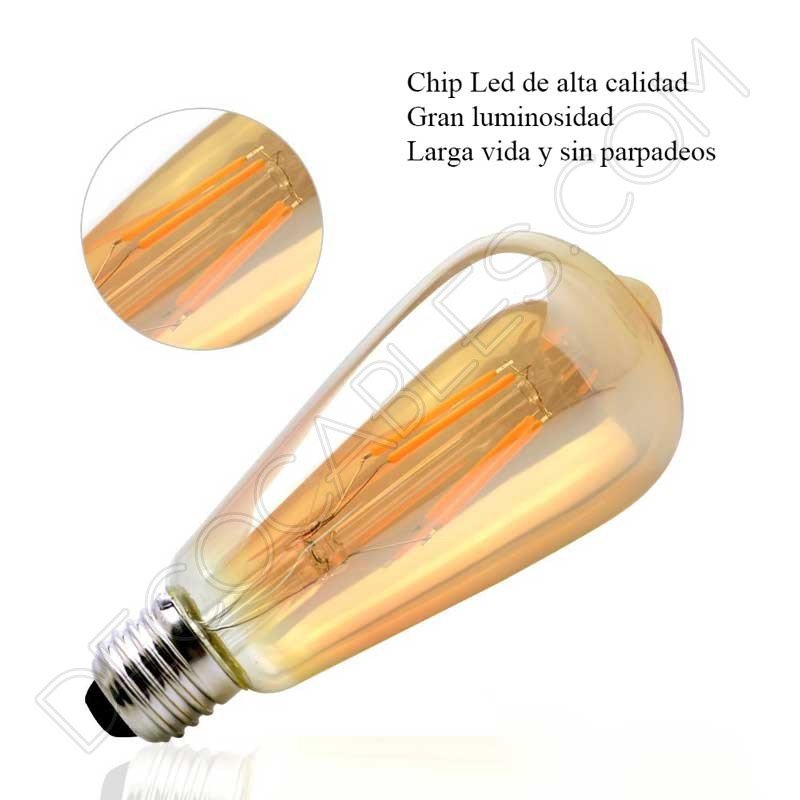 Bombilla decorativa de filamento led modelo pebetero gold cristal ámbar e27 4w Bombilla decorativa de filamento led modelo pebetero gold cristal ámbar e27 4w