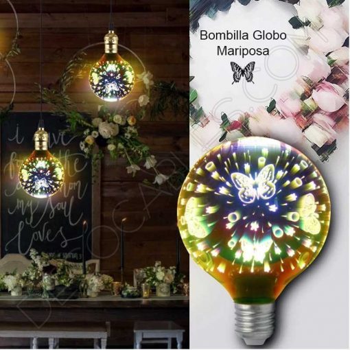 Bombilla globo Led modelo mariposa 3D 4W E27 G125