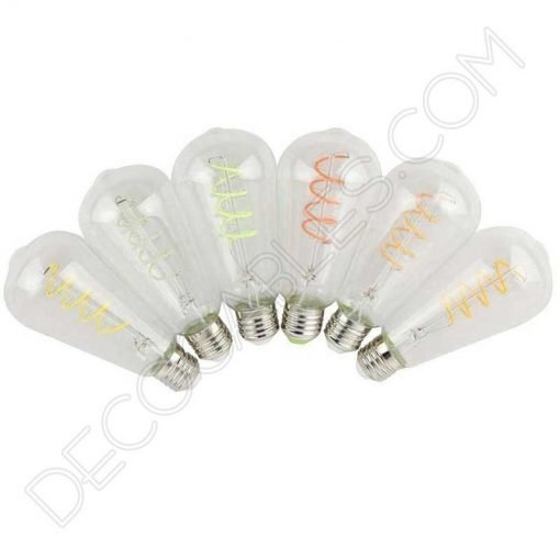Bombilla pebetero filamento Led espiral de colores 12 Bombilla pebetero filamento led espiral luz de colores