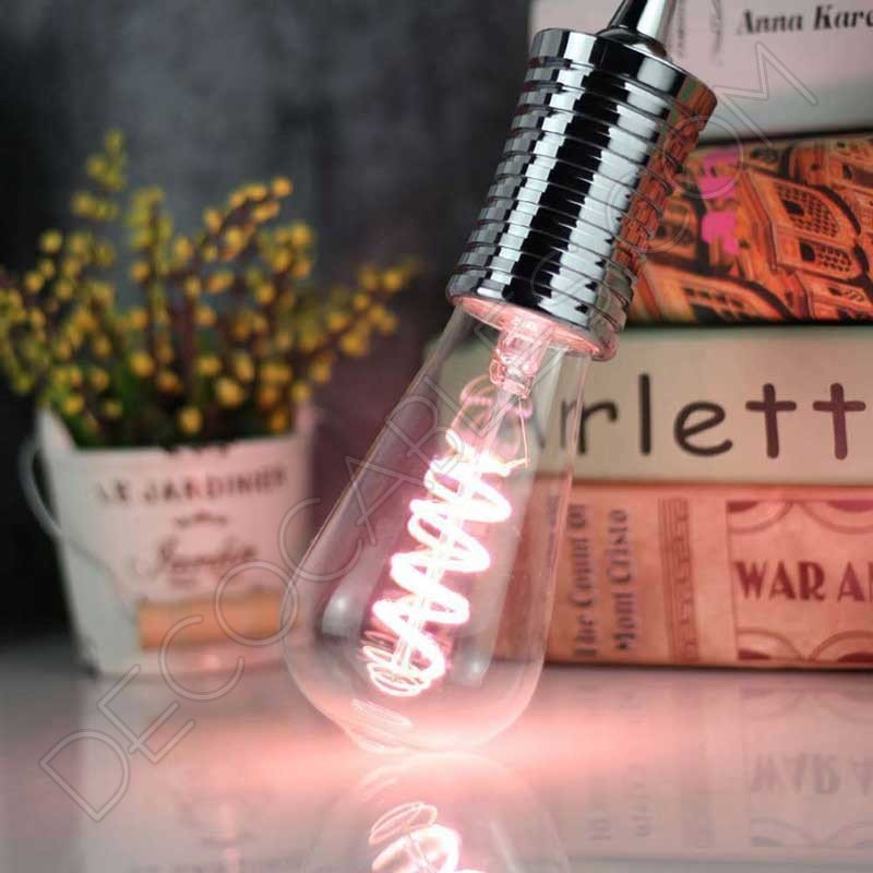 Bombilla pebetero filamento led espiral luz de color rosa Bombilla pebetero filamento led espiral luz de color rosa