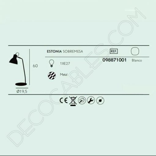 Lámpara flexo de escritorio estilo nórdico modelo Estonia 4 Flexo de estilo nórdico contemporáneo en color blanco modelo Estonia 1xE27