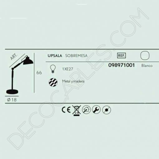 Lámpara flexo de escritorio estilo nórdico modelo Upsala 4 Flexo de estilo nórdico contemporáneo en color blanco modelo Upsala 1xE27