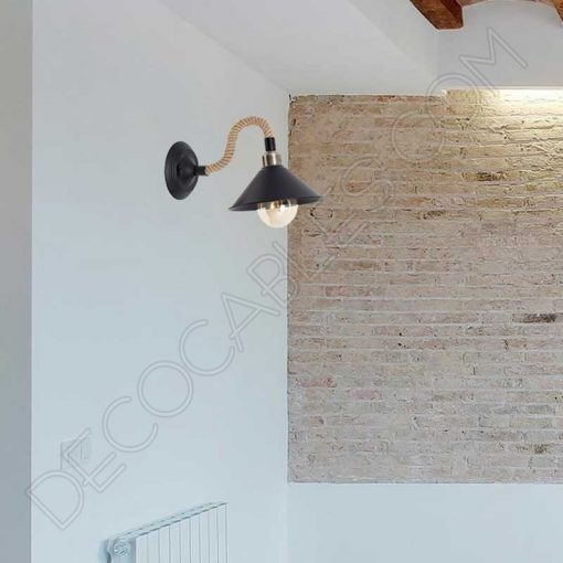 Lámpara aplique de pared rústica soga de cuerda de cáñamo vintage