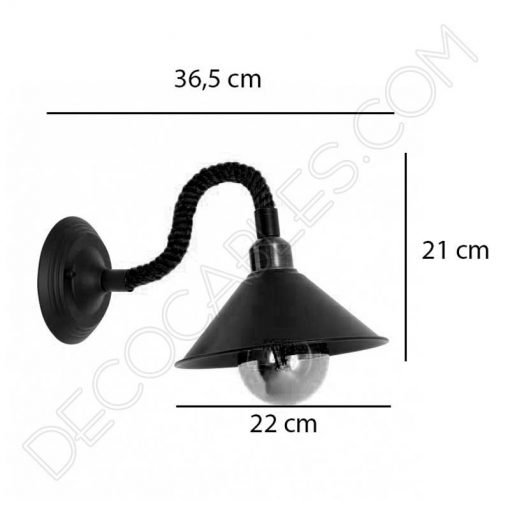 Lámpara aplique de pared rústica soga de cuerda de cáñamo vintage