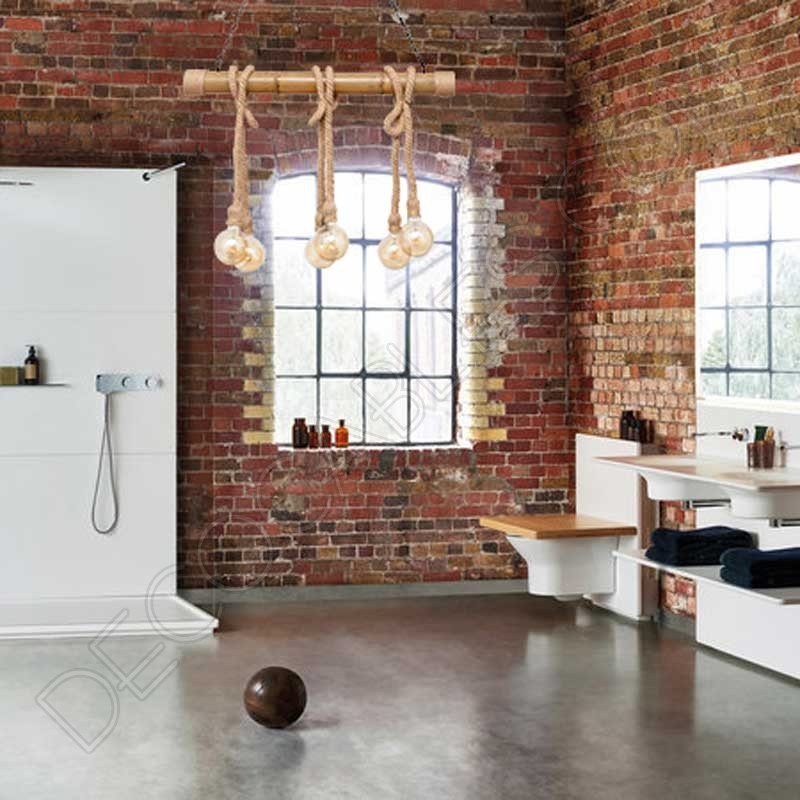 Lámpara de techo con soga de cáñamo y caña de bambú Lámpara de techo con soga de cáñamo y caña de bambú