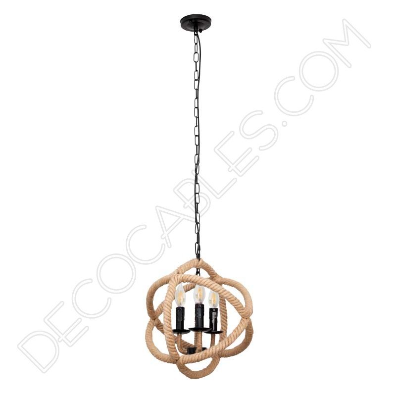 Lámpara colgante de soga de cuerda de cáñamo de forma esférica Lámpara colgante de soga de cuerda de cáñamo de forma esférica