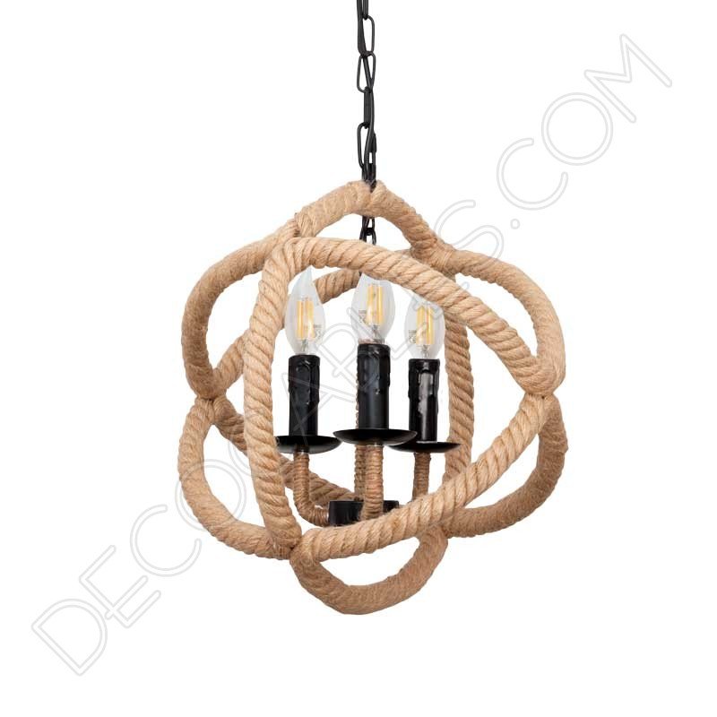 Lámpara colgante de soga de cuerda de cáñamo de forma esférica Lámpara colgante de soga de cuerda de cáñamo de forma esférica