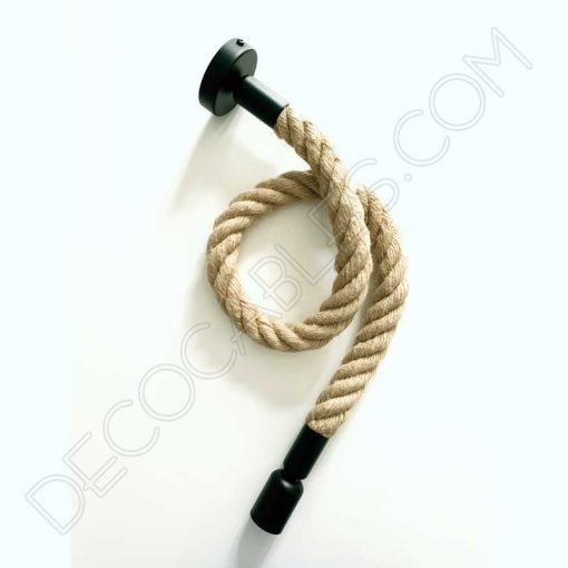 Lámpara colgante soga gruesa 30mm accesorios en negro