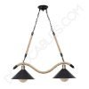 Lámpara colgante rústica soga de cáñamo de dos luces( 7 Lámpara colgante soga rústica con dos tulipas metálicas