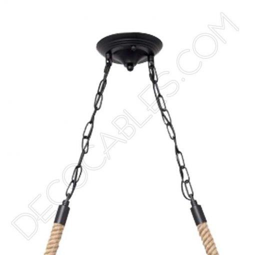 Lámpara colgante rústica soga de cáñamo de dos luces( 4 Lámpara colgante soga rústica con dos tulipas metálicas