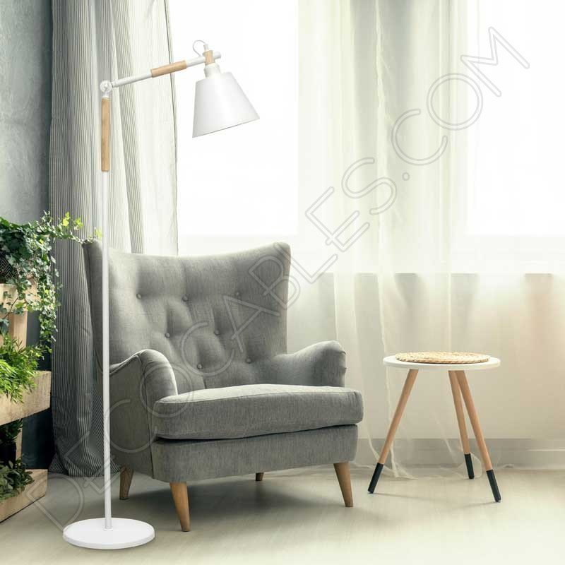 Lámpara de pie de salón de estilo contemporáneo en color blanco con brazo flexo modelo Bergen 1xE27 Lámpara de pie de salón de estilo contemporáneo en color blanco con brazo flexo modelo Bergen 1xE27