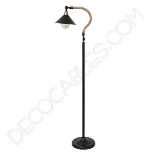 Lámpara de pie de salón rústica soga de cuerda de cáñamo