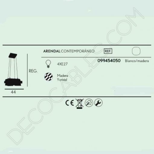Lámpara de techo de estilo nórdico de madera con 4 luces 4 Lámpara de techo estilo nórdico contemporáneo modelo Arendal