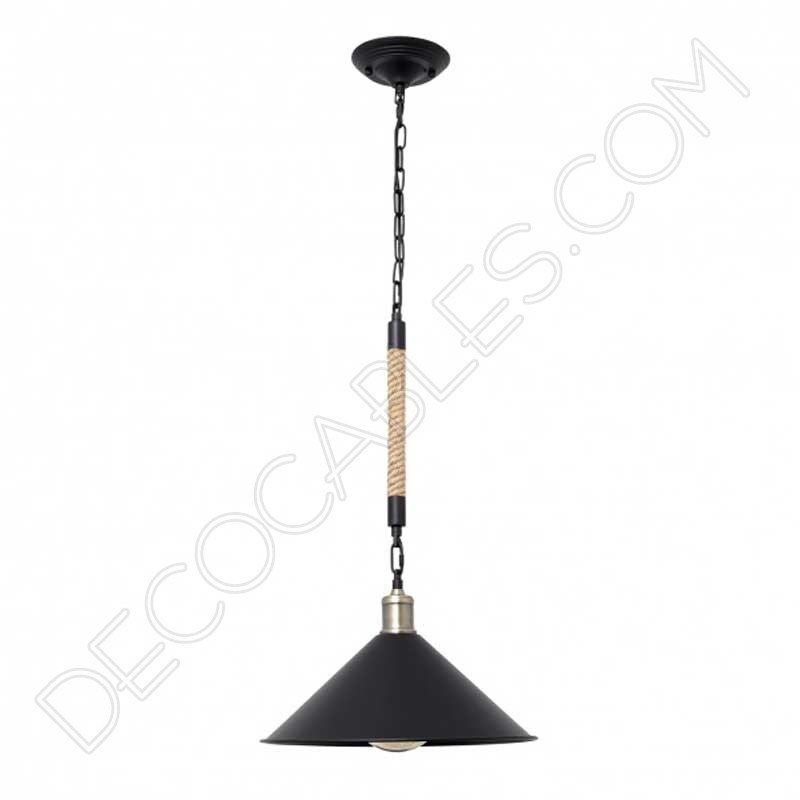 Lámpara colgante de soga 1xe27 plato mediano negro cuerda de cáñamo Lámpara colgante de soga 1xe27 plato mediano negro cuerda de cáñamo