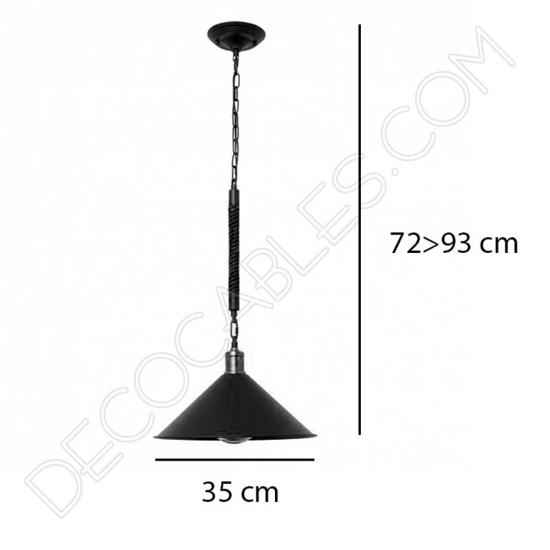 Lámpara colgante de soga 1xe27 plato mediano negro cuerda de cáñamo Lámpara colgante de soga 1xe27 plato mediano negro cuerda de cáñamo