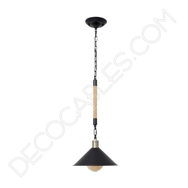 Lámpara colgante de soga 1xe27 plato pequeño negro cuerda de cáñamo Lámpara colgante de soga 1xe27 plato pequeño negro cuerda de cáñamo