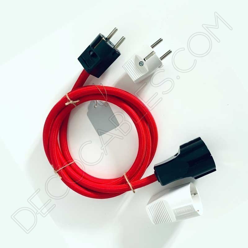 Alargadera con cable textil y toma de tierra Alargadera con cable textil y toma de tierra