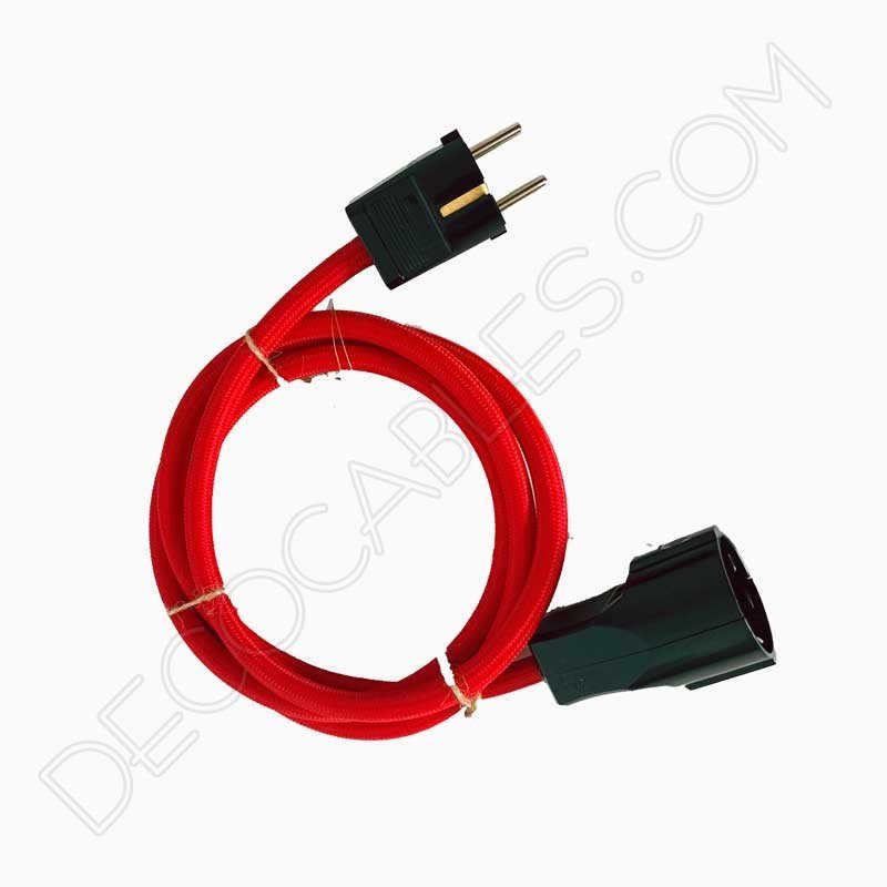 Alargadera con cable textil y toma de tierra Alargadera con cable textil y toma de tierra