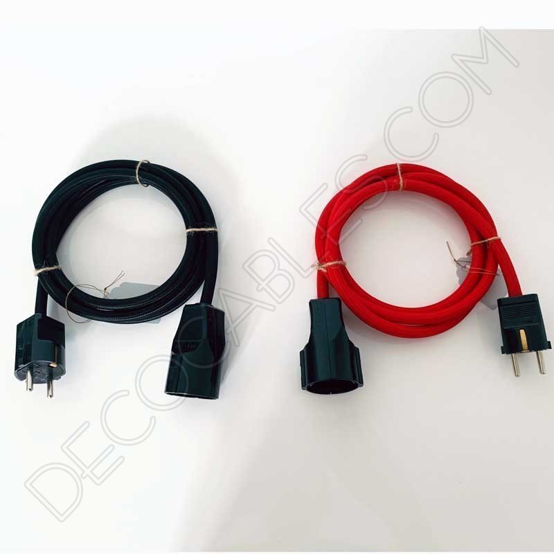 Alargadera con cable textil y toma de tierra Alargadera con cable textil y toma de tierra