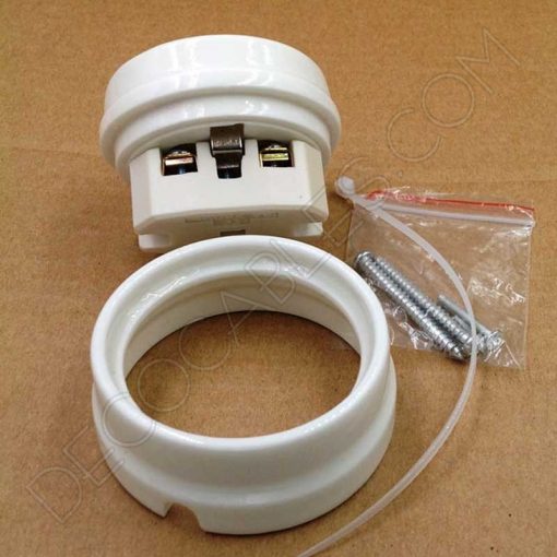 Enchufe de porcelana Vintage con toma de tierra 3 Enchufe de porcelana Vintage con toma de tierra 11