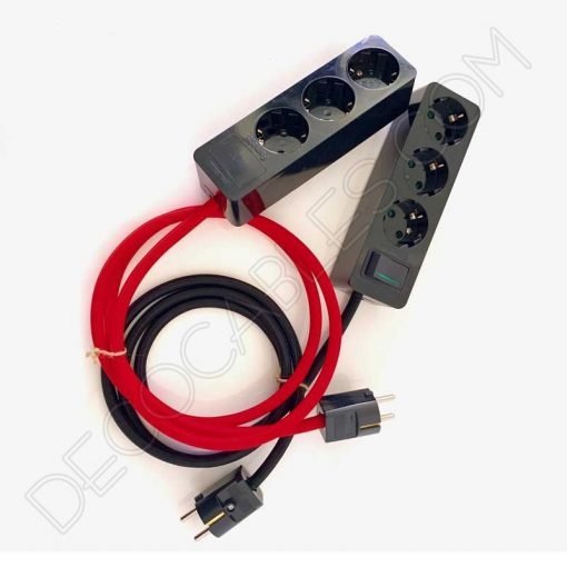 Base múltiple alargadera con interruptor en color negro 4 Base múltiple alargadera con cable textil