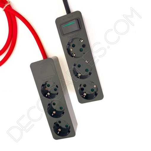 Base múltiple alargadera con interruptor en color negro 5 Base múltiple alargadera con cable textil