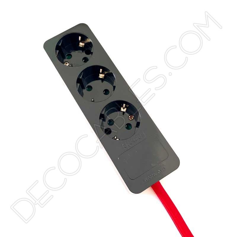 Base múltiple alargadera sin interruptor y cable textil Base múltiple alargadera sin interruptor y cable textil