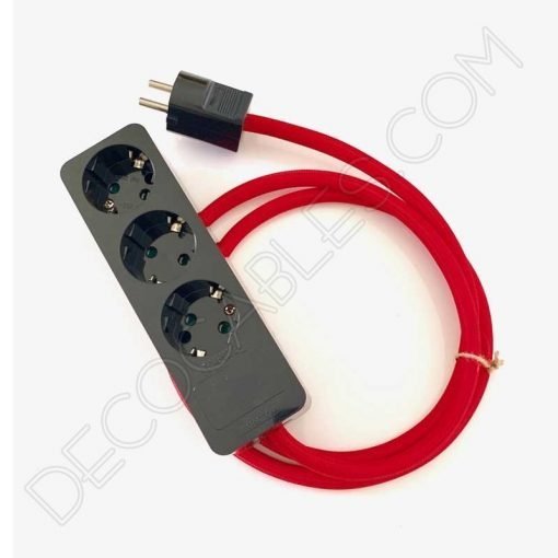 Base múltiple alargadera sin interruptor y cable textil