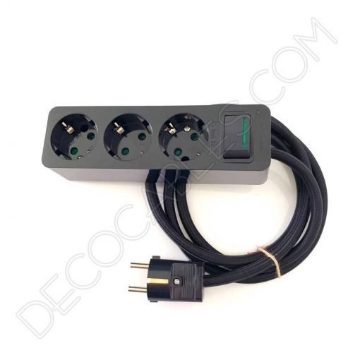 Base múltiple alargadera con interruptor y cable textil