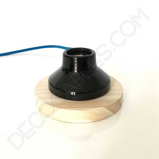 Lámpara sobremesa madera y cerámica negra vintage 4 Lámpara de sobremesa de madera y porcelana vintage