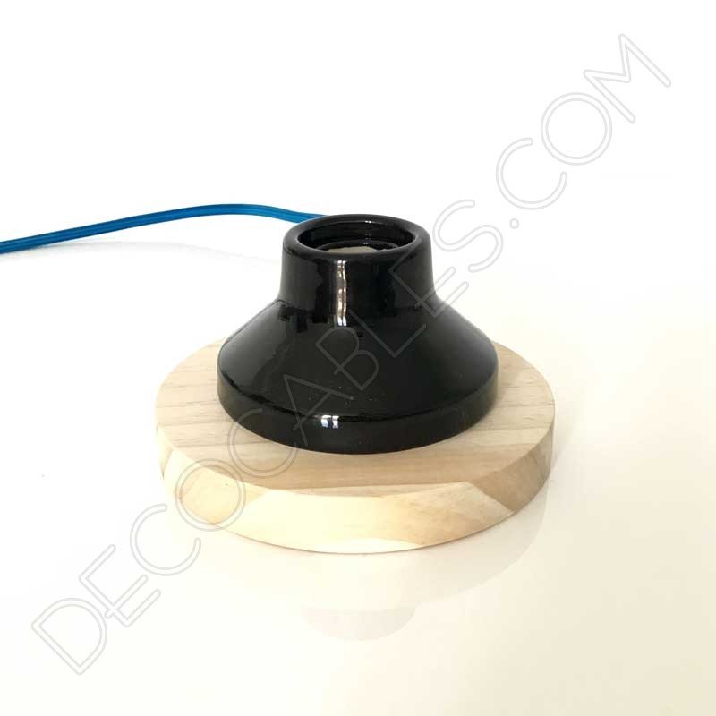 Lámpara de sobremesa de madera y porcelana vintage Lámpara de sobremesa de madera y porcelana vintage