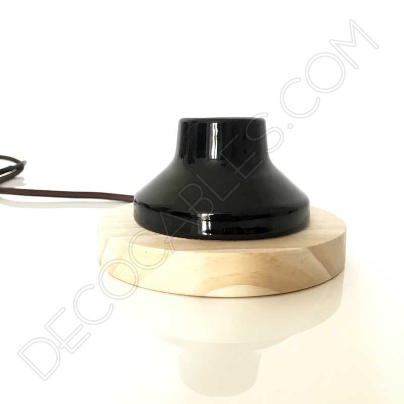 Lámpara de sobremesa de madera y porcelana vintage Lámpara de sobremesa de madera y porcelana vintage