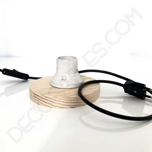 Lámpara de sobremesa madera y porcelana vintage