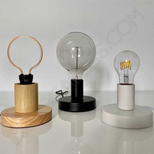 Lámpara base de sobremesa en madera 6 Lámpara base sobremesa metálica