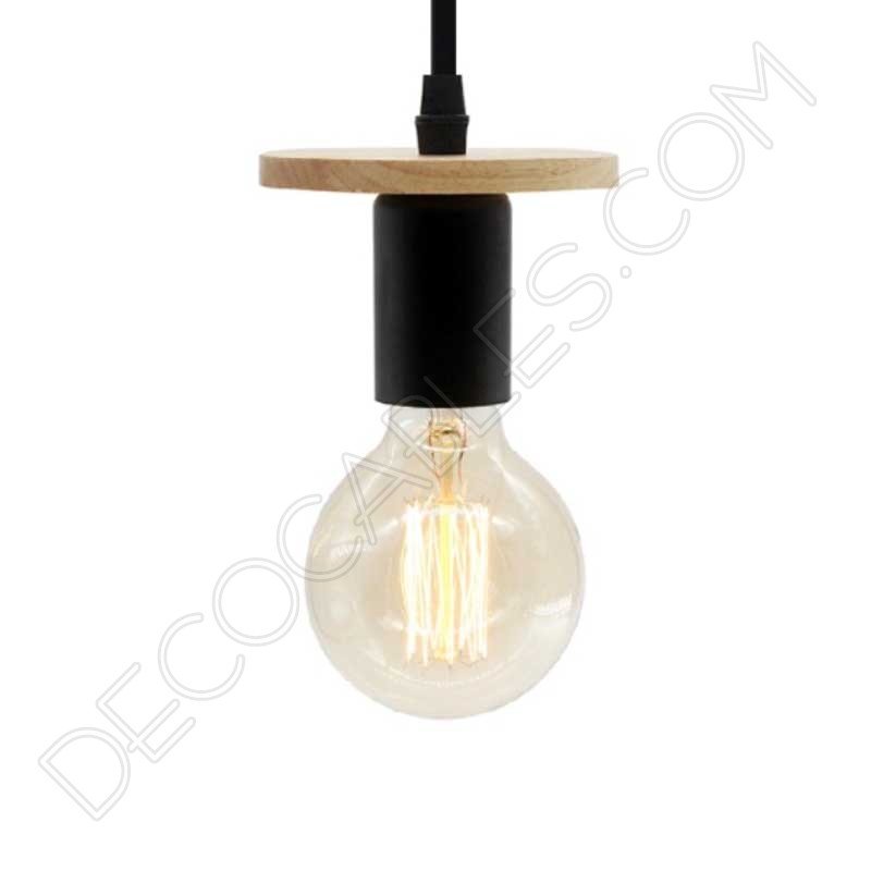 Lámpara colgante disco madera y metal Lámpara colgante disco madera y metal