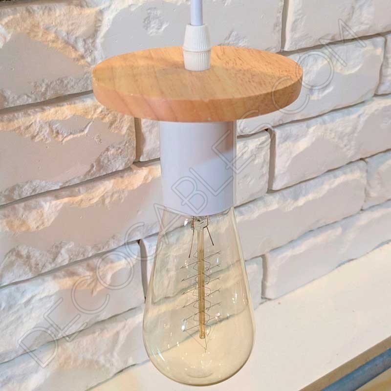 Lámpara colgante disco madera y metal Lámpara colgante disco madera y metal