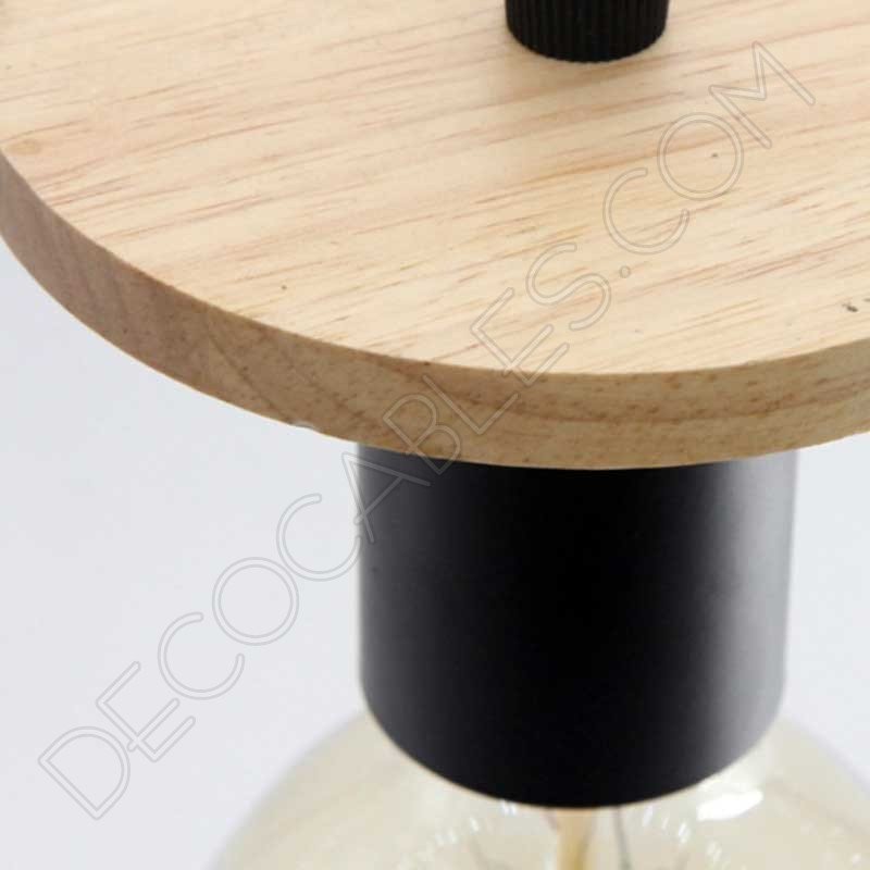 Lámpara colgante disco madera y metal Lámpara colgante disco madera y metal