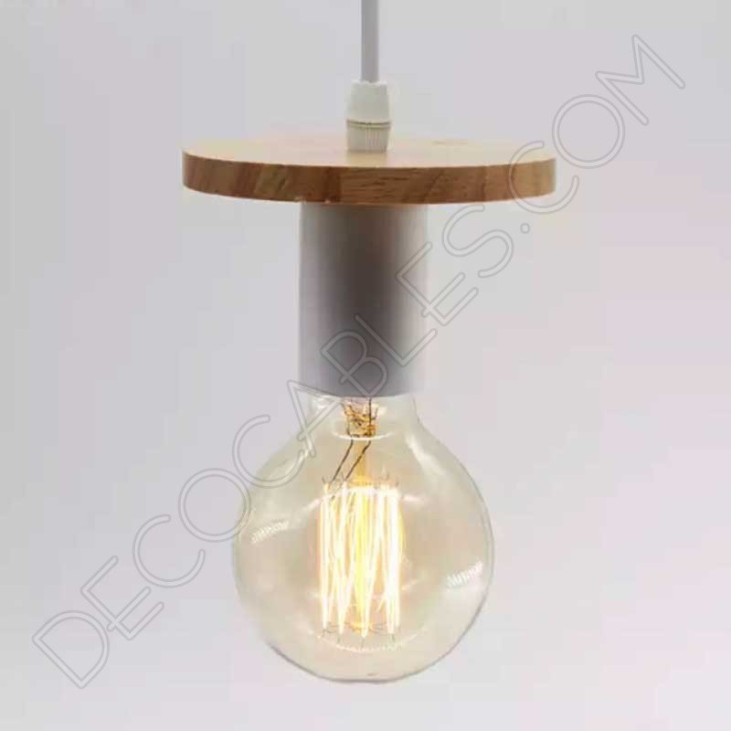 Lámpara colgante disco madera y metal Lámpara colgante disco madera y metal