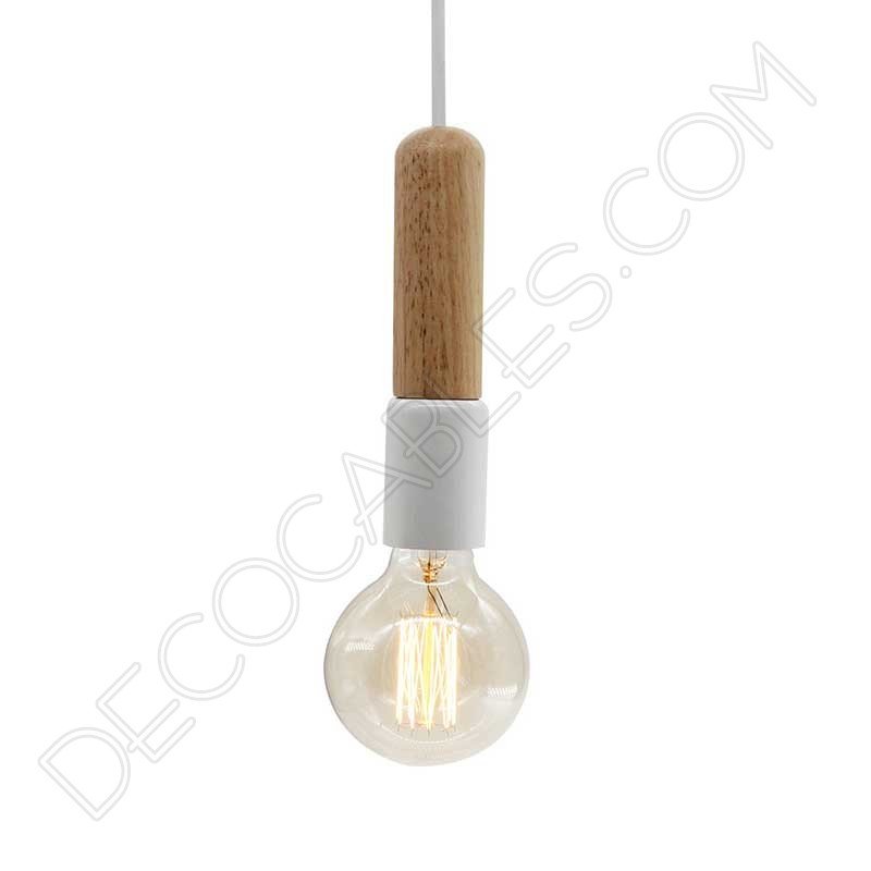 Lámpara colgante tubular madera y metal Lámpara colgante tubular madera y metal