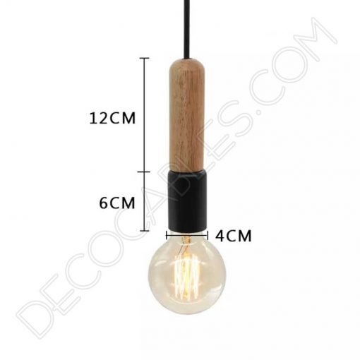 Lámpara Colgante tubular de Madera y metal 6 Lámpara colgante tubular madera y metal