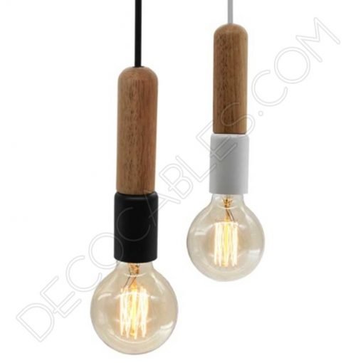 Lámpara colgante tubular madera y metal
