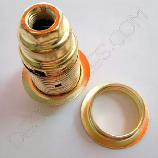 Portalámparas metálico Vintage con arandela E14 dorado 2 Portalámparas dorado latón E14 con arandelas