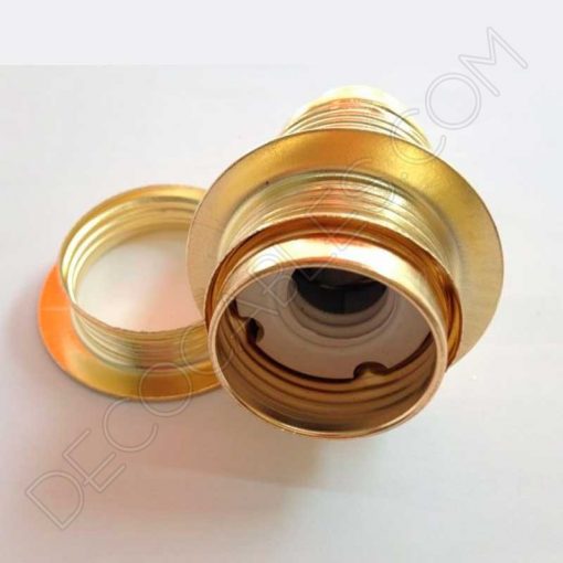 Portalámparas dorado latón E14 con arandelas
