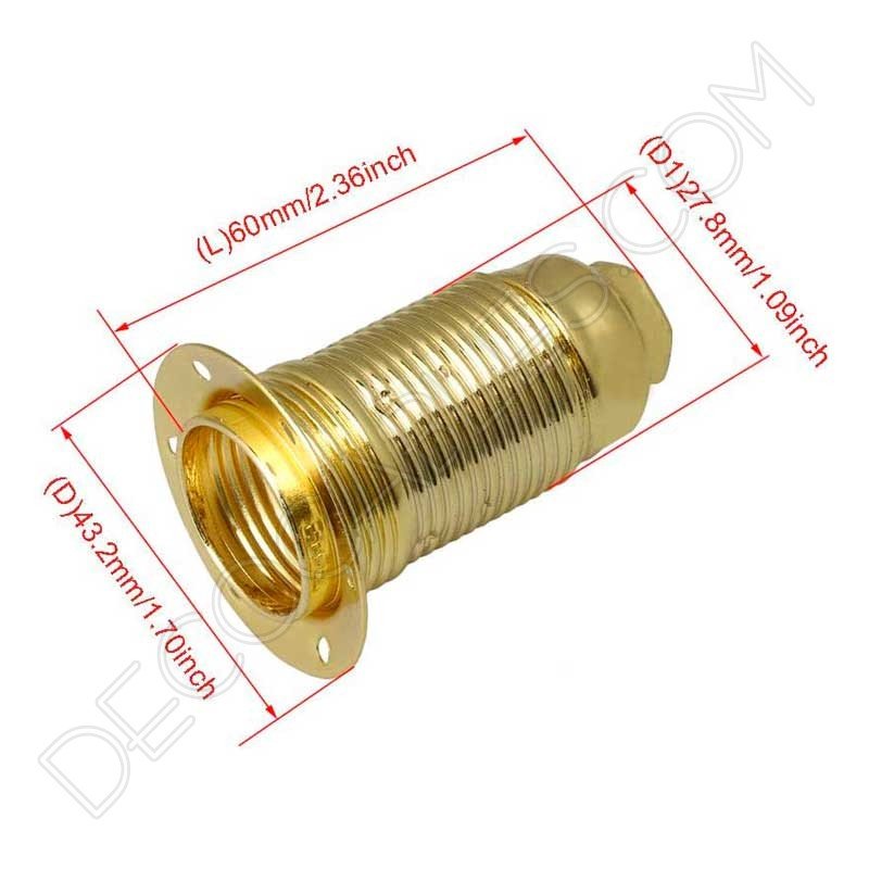 Portalámparas dorado latón E14 con arandelas Portalámparas dorado latón E14 con arandelas