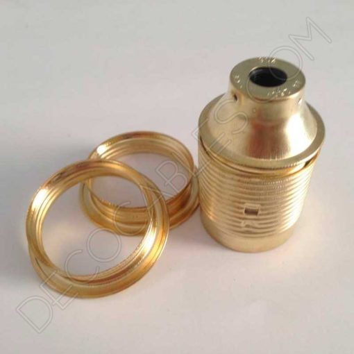 Portalámparas metálico Vintage con arandela E27 dorado 2 Portalámparas metálico dorado para pantallas