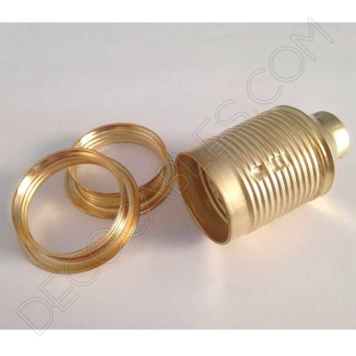 Portalámparas metálico Vintage con arandela E27 dorado 3 Portalámparas metálico dorado para pantallas