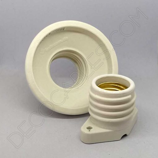 Portalámparas zócalo Retro porcelana blanco Elektra 2 Portalámparas zócalo cerámico modelo elektra blanco