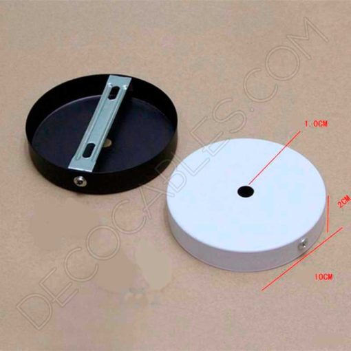 Soporte metálico para lámpara 1 orificio blanco y negro (diámetro 10 cm) 7 Soporte metálico de techo para lámpara